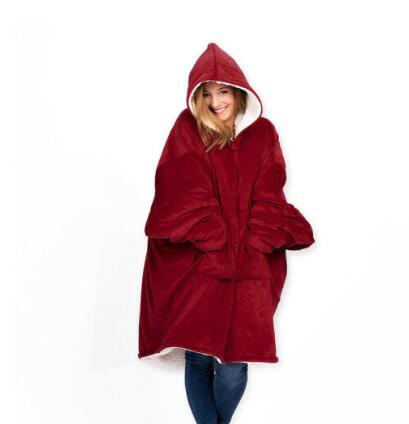 Oversize Hoody Sweatshirt Sofa Deken Voor Vrouwen Hoodie Sweatshirt Sherpa Jassen Comfy Trui Kerst Sudadera Mujer: red