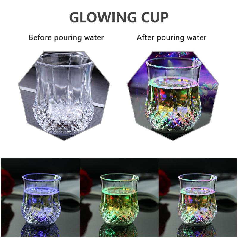 1Pc LED Flashing Beverage Cup Sensor Light Up Wine Cup Glass Beer Cup Whiskey Shot Drink Glass Cup Glow Party Drinkware Supplies