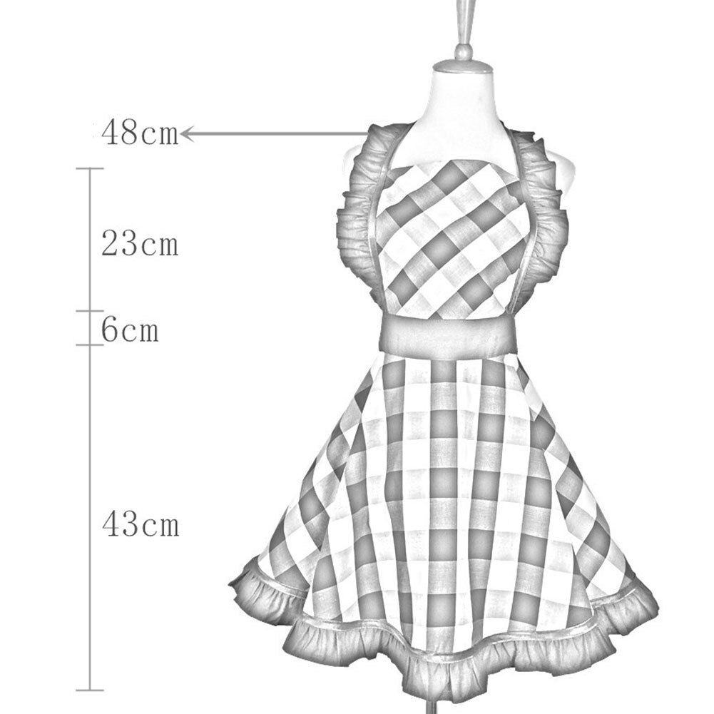 retro fartuchy dla kobiet, klasyczna falbaną na boku pled fartuch kuchenny robić domowego przedszkola kuchennego