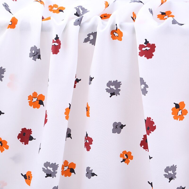 Bloemenprint Wit Zijde Stof Lente Zomer Bloem Moerbei Jurk Shirt Crêpe De Chine