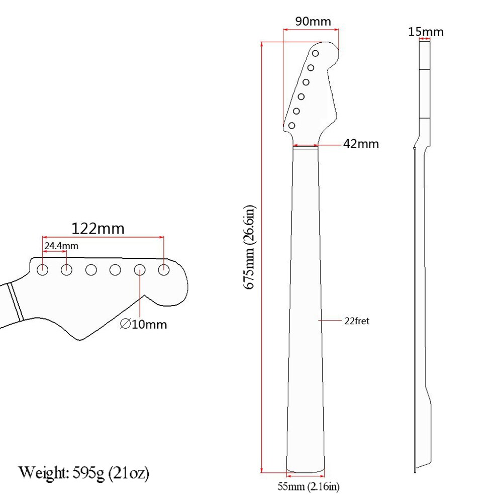 22 Frets Replacement Maple Neck Fingerboard Strat ST Stratocaster with Back Midline electric guitar replacements guitar supplies
