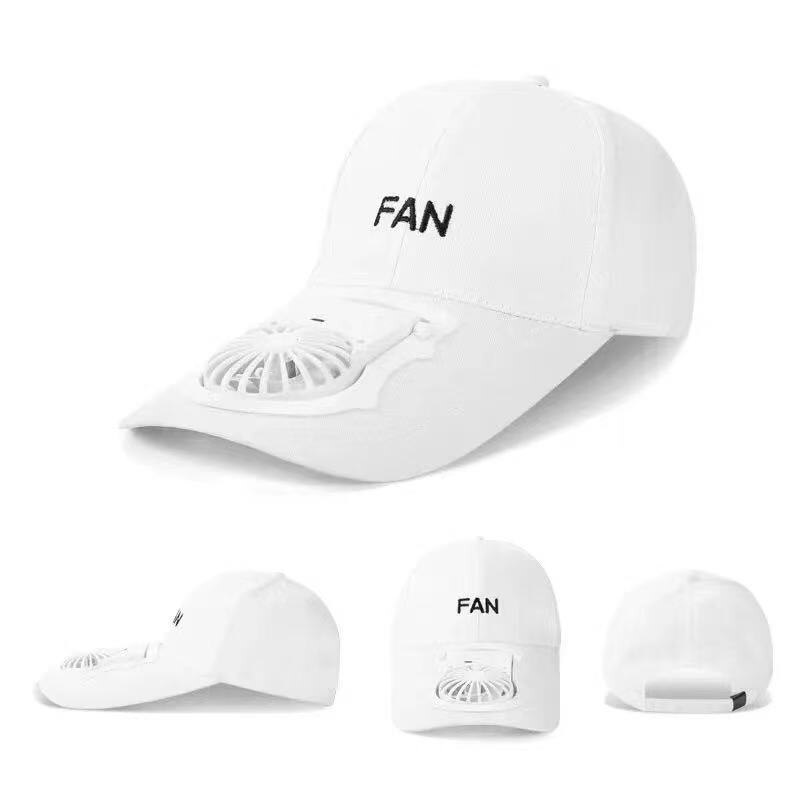 Unisex USB Charging Fan Baseball Cap Golf Hat Adjustable Fan Hat For Outdoor Camping Travel Casquette Homme Gorras Hombre: WHITE