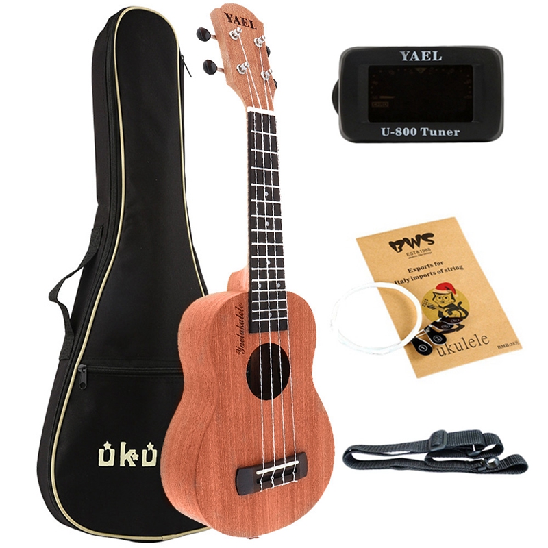 YAEL 26 pulgadas Ukulele Sapele de madera Tenor Uke Hawaii cuatro cuerdas de guitarra con bolsa sintonizador Correa picaduras Musical