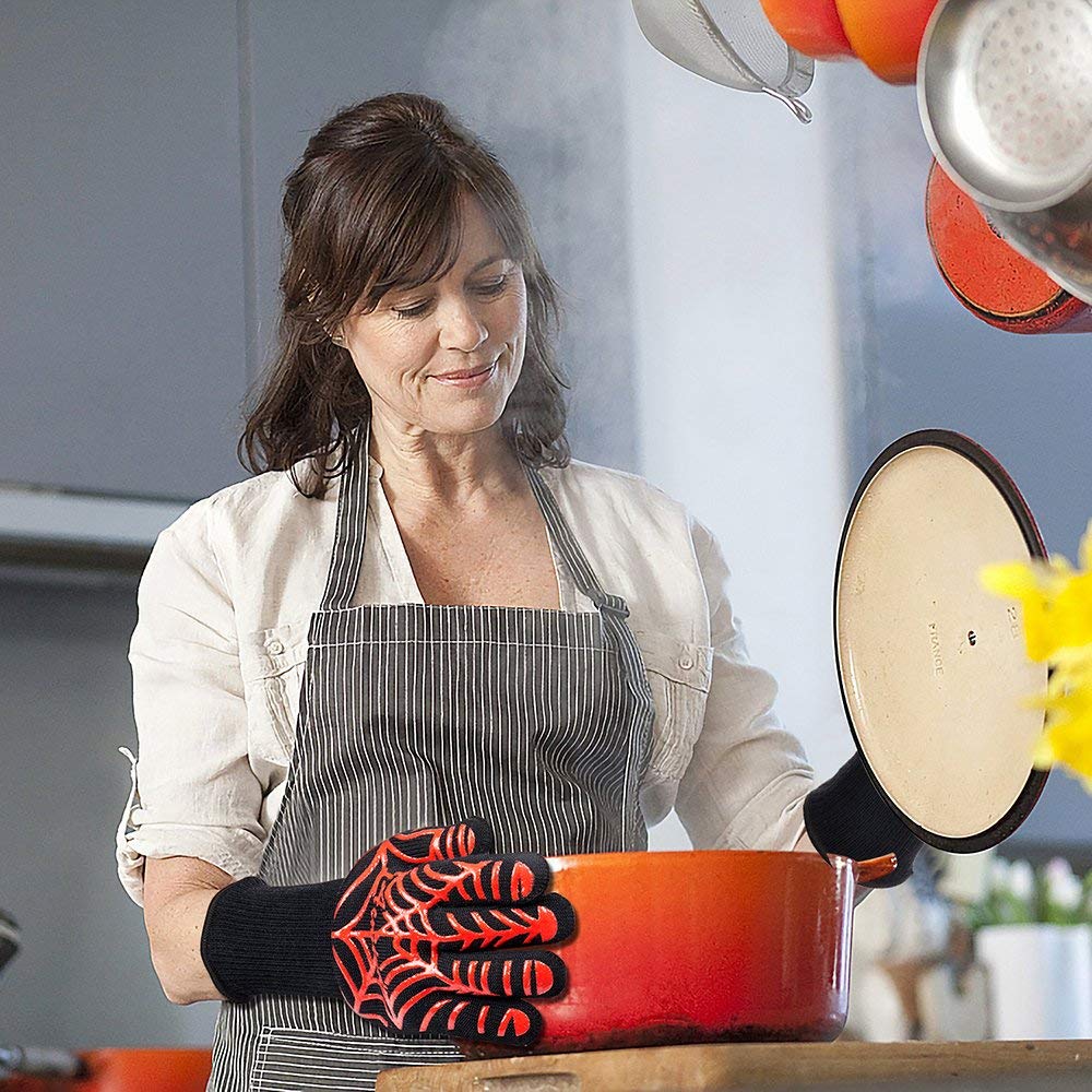 BBQ pieczenie na rożnie rękawice ciepło odporny grill rękawice silikon nie-poślizg piekarnik rękawice długo kuchnia rękawice dla grill, gotowanie, pieczenie