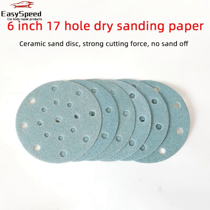 Sandpapirskive slipemiddel for festool 150mm tørrsjakkel 6 tommers keramisk film bakside bilsparkel lakkering blå flokket borrelås