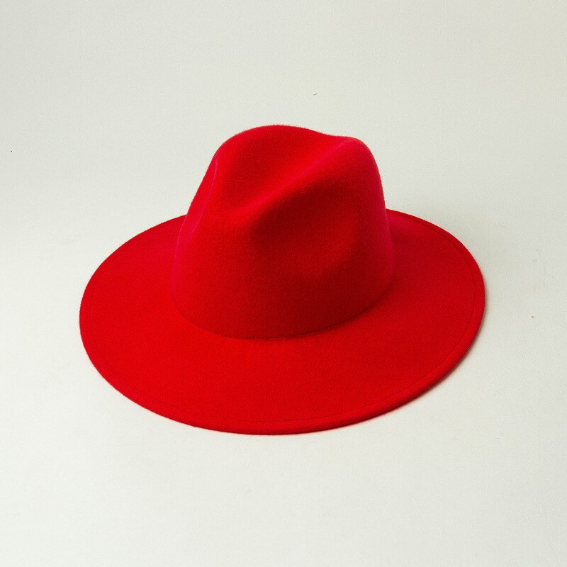 202009-hh9009 vinter ull solid barn 53cm huvud storlek barn fedoras keps barn jazz panama hatt: Röd