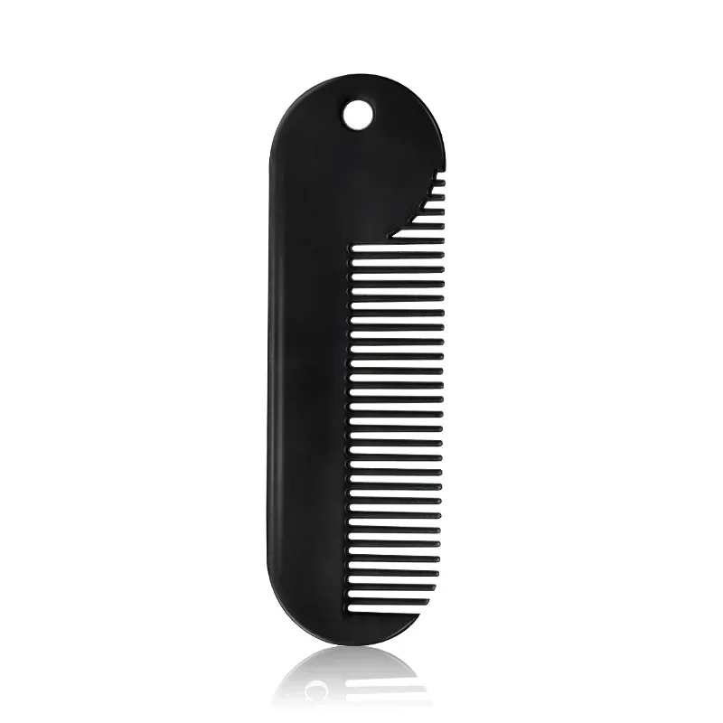 Mini peine de bolsillo para Barba, cepillo de afeitar de Metal para hombres, herramientas portátiles para el cuidado del vello Facial, peines para bigote para el hogar y viajes: Negro