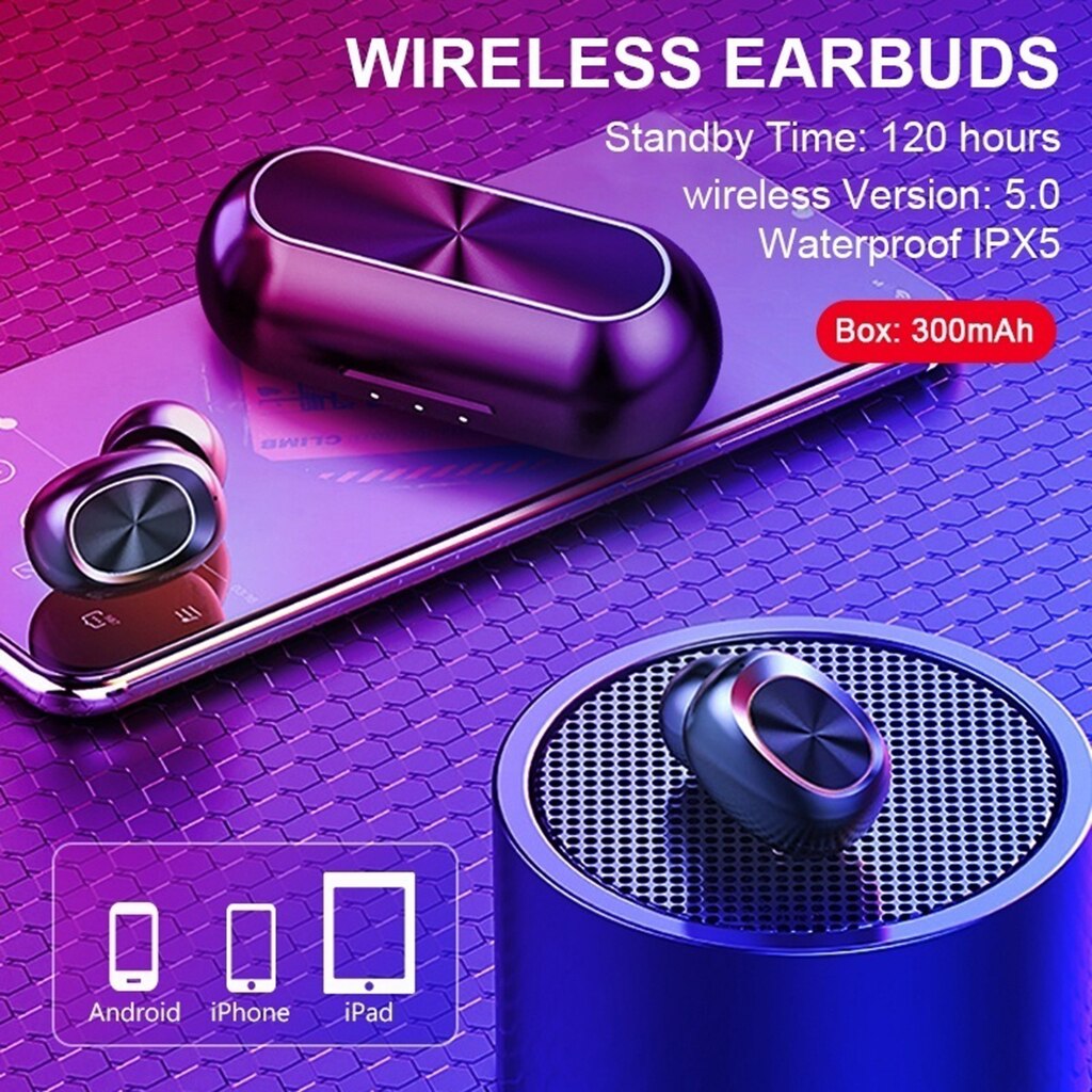 newest B5 TWS Fingerprint Touch Bluetooth HiFi Wireless Headphones With Mic Noise Cancelling Gaming Headset charging box