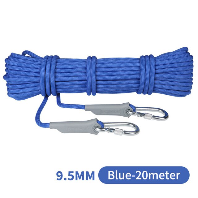20m Outdoor Klettern Seil 12mm Hohe Festigkeit Klettern Sicherheit Seil Camping Wandern Notfall Überleben Kit: 9.5mm-20meter-Blue