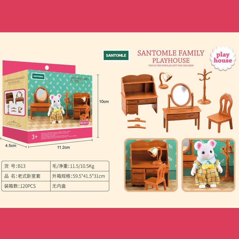 Foresta Famiglia Mini Camera Da Letto Set 1:12 Foresta Famiglia di Animali Villa Mobili Bambola Giocattolo di DIY Miniatura Casa di Bambola Mobili Per Bambini