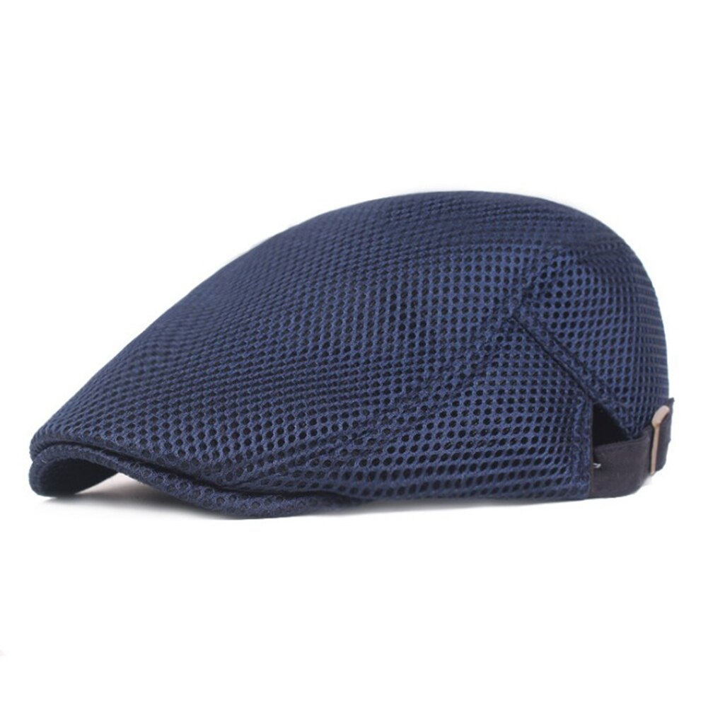 Béret d'été pour hommes et femmes, casquette plate, Cabbie, Style Gatsby, ajustable, respirant, bonnet en maille: navy blue