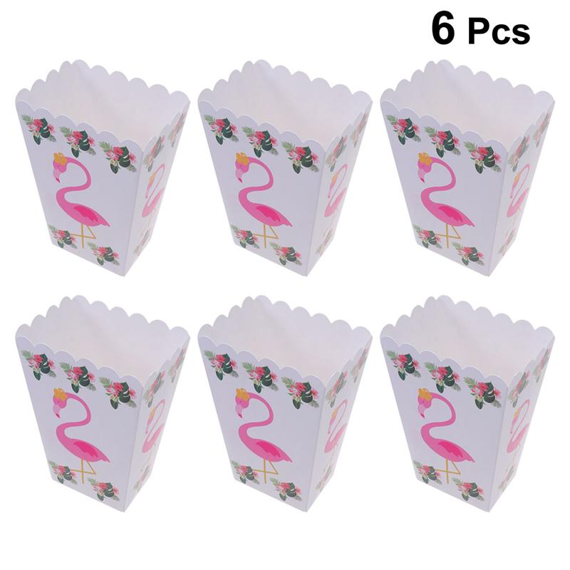 6pcs Popcorn Doos Flamingo Snack Container Popcorn Dozen Papier Dozen voor Snoep