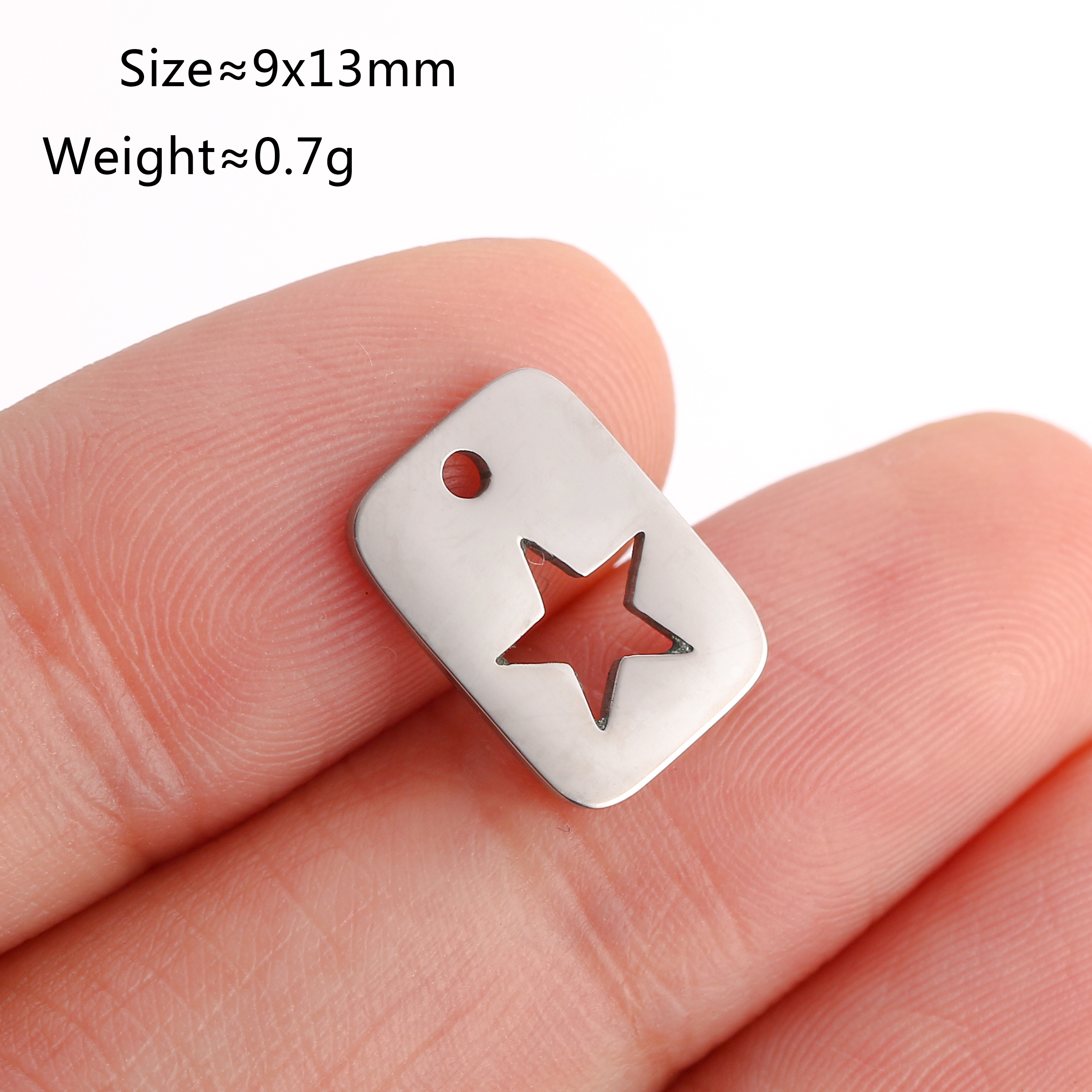 Lote de 5 unidades de Mini dijes de estrella Celestial, colgante de pentagrama/estral/Meteor/luna de acero inoxidable DIY para pendientes, pulseras, fabricación de joyas: Chapado en zinc blanco y azul