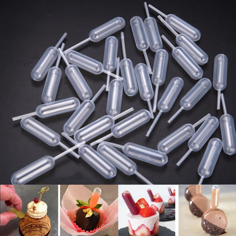 50 Stks/pak Dessert Sap Stro Dropper Flow Hart Clip Jam Stro Buret Dessert Keuken Bakken Decoratie Cake Bakken Tool