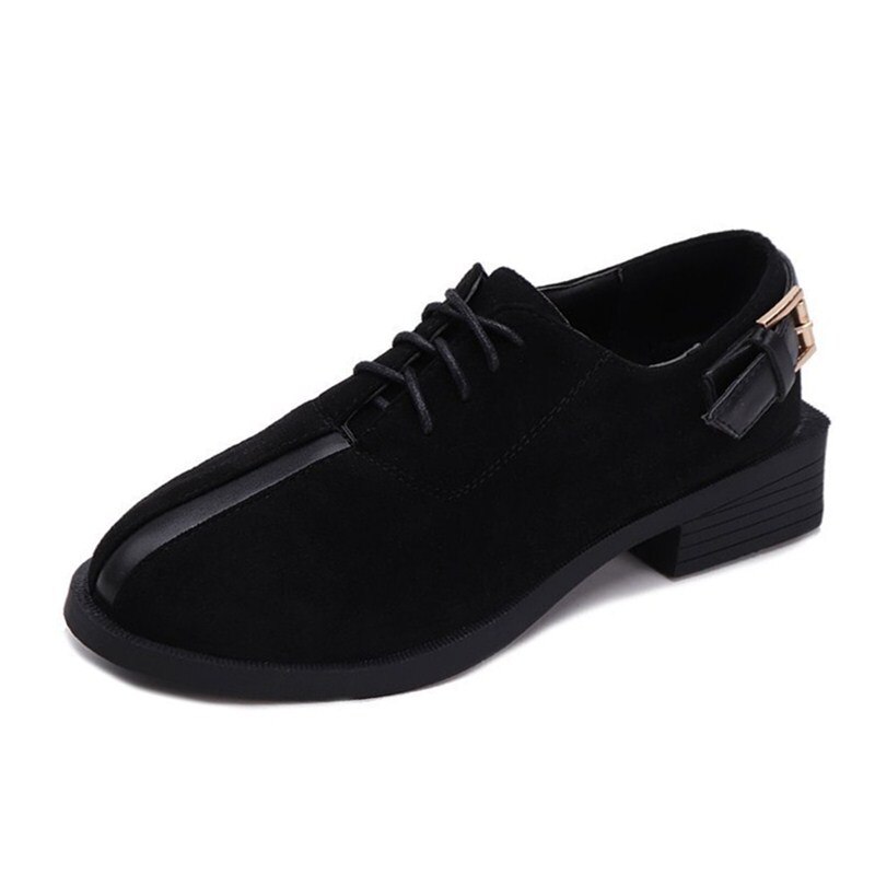 Xiaying smil kvinner pumps sko fritidssko kvinnelig retro spenne flock sko kvinner suqare hæl snøre pumps sko: Stil 2 / 37