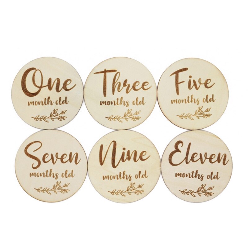 Huray Rayho Little Dragon Baby Monthly Milestone Cards Neutral Wooden Tags Newborn Photography Props Set Of 13 Wood Discs From One Month
