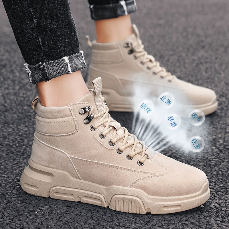 Men's casual shoes Winter shoes men black shoes High canvas shoes men Non-slip wear shoes for men Platform