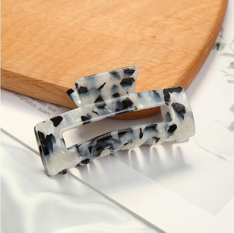 Clip de pelo decorativo Retro de leopardo accesorios para el pelo de acetato placa agarre Clip herramientas de estilo: black white