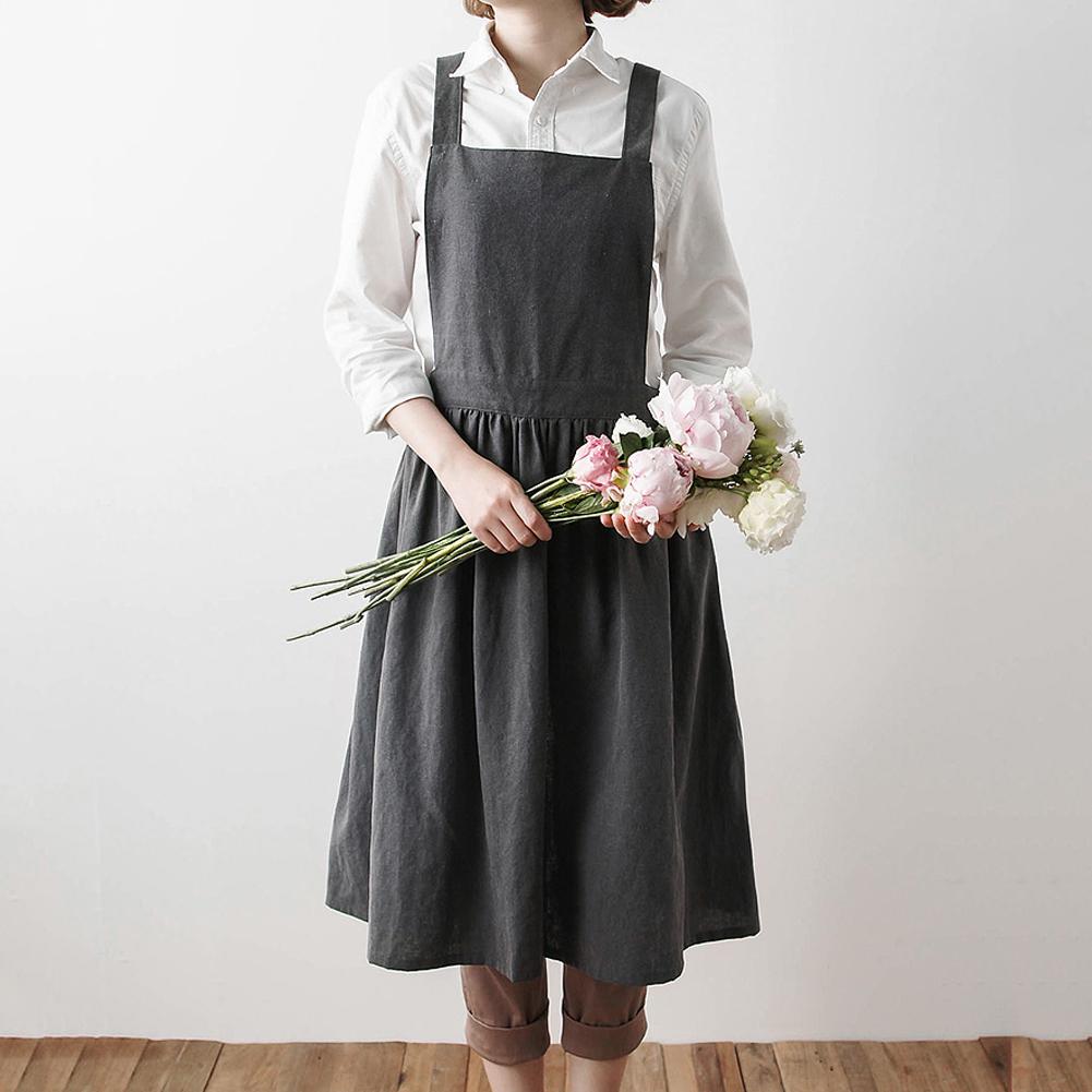 Nordisk simpel blomsterhandler forklæde bomuld linned havearbejde kaffebarer køkken forklæder til kvinde madlavning bagning restaurant vintage forklæde: -en