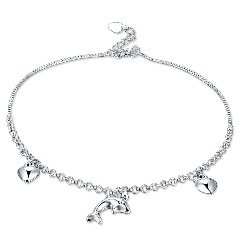 Miqiao Dolphin Enkelband Armband Op De Been Chain 925 Sterling Zilveren Dames Eenvoudige Zoete Liefde Mode-sieraden Voor Vrouwen Ornament: Default Title