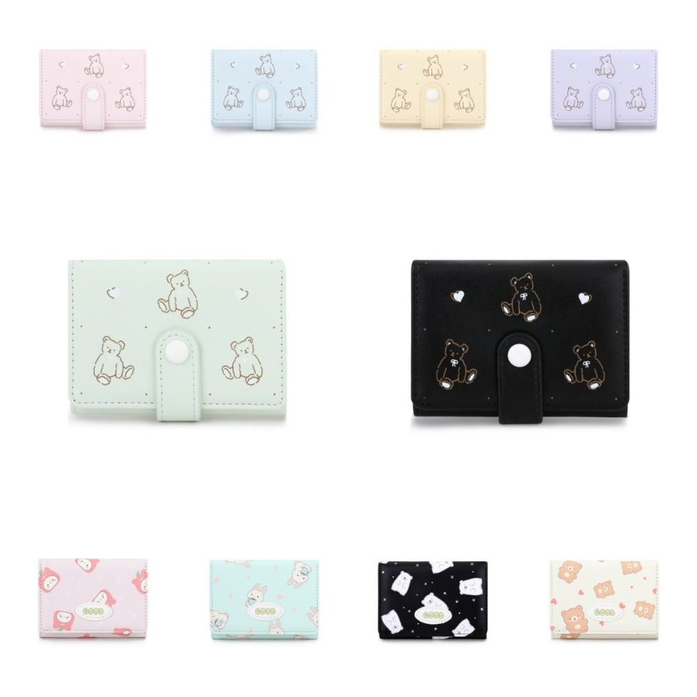 Kreative Bär Drei-fach Brieftasche Cartoon Koreanischen Stil Kurze Brieftasche PU Leder Karte Halter Frauen Geldbörse Student