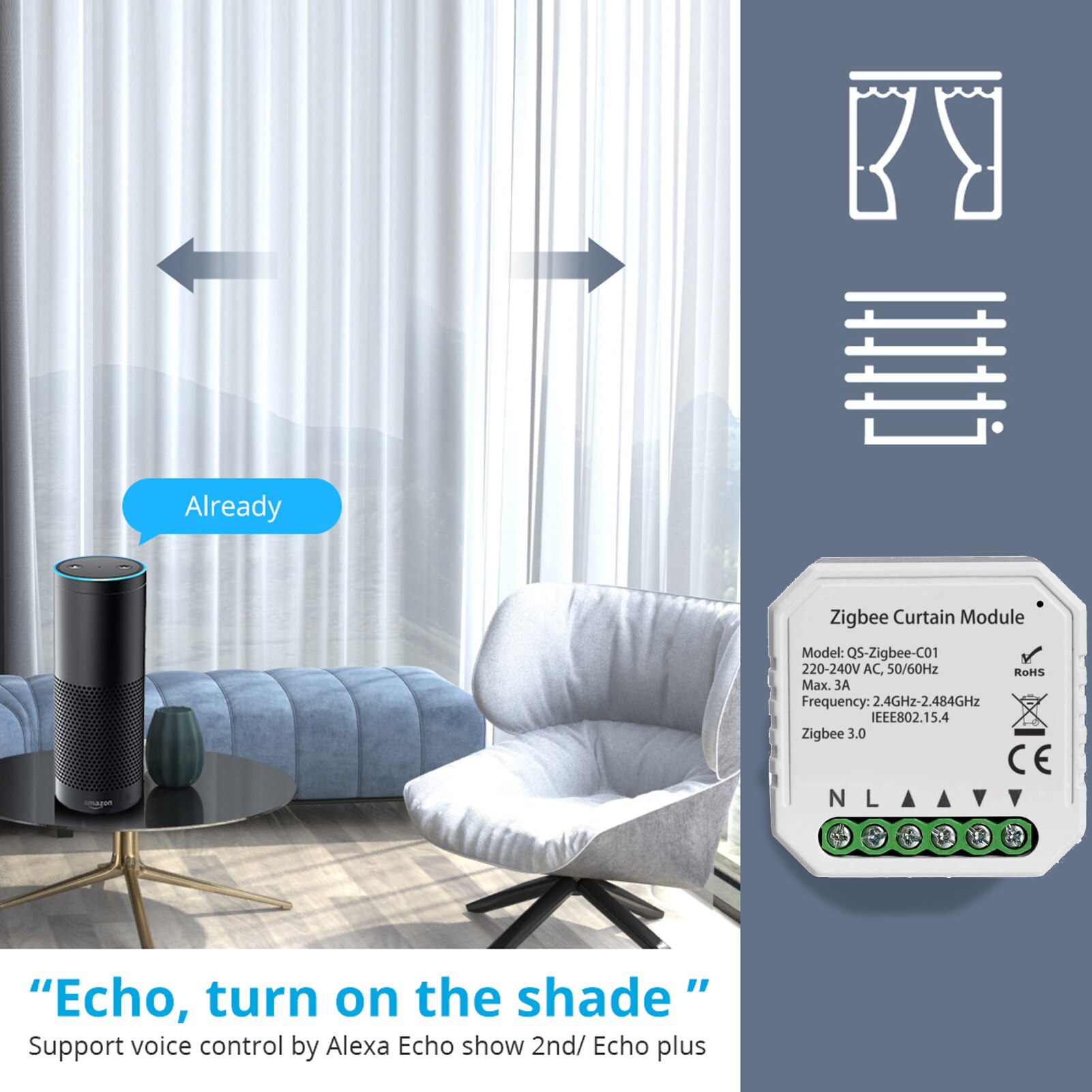 Tuya zigbee 3.0 tuya smarta livgardinbrytarmodul för jalusimotor med alexa google home appkontroll