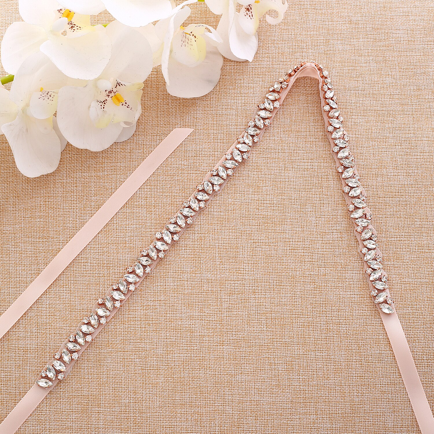 Rosa guld rhinestone brudekjole bælte krystal brude sash brude bælte til kvinder aftenkjoler  a135rg