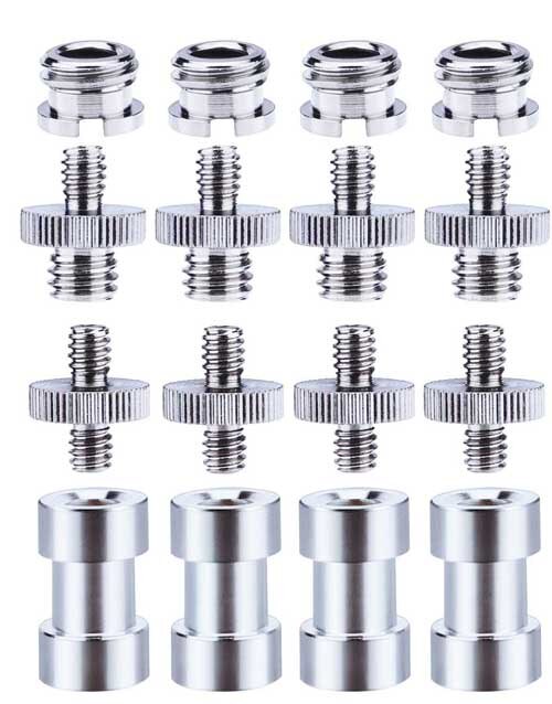 1/4 to 3/8 Screw Adapter Converter Threaded Spigot Screw Mount for Camera Tripod Monopod Ballhead Flash Light Stand Shoulder Rig: 4 set