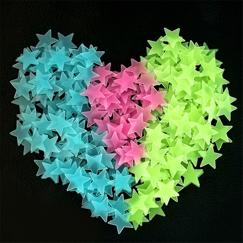 50pcs/bag Multicolor Star Glowing In The Dark Sticker Lighting in Night Art Stickers Best Children&#39;s room decoration