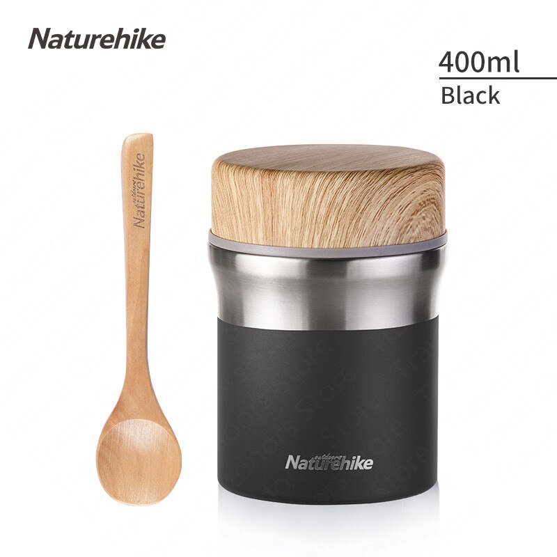 Naturehike Campeggio di Cottura Tazza auto Portatile Bollente Tazza di 600ml di Mantenere Il Calore/Freddo in Acciaio Inox Leakageproof Da Viaggio Pentolame E Utensili per Cucinare: nero-400ml