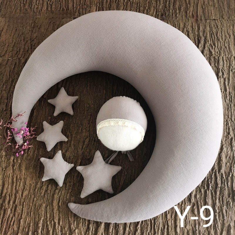 Moon Pillow Newborn Photography Prop Baby Posing Pillow Star Hat Set Baby Body Poser for Studio Photo: 9
