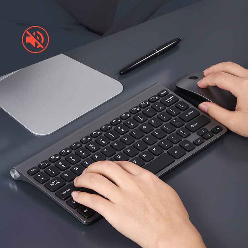 Ultra-Thin Portable Wireless Keyboard and Mouse Combo 78 Keys Noiseless 2.4G Keyboard Mouse for Mac/Dell/Lenovo Win XP/10 TV Box