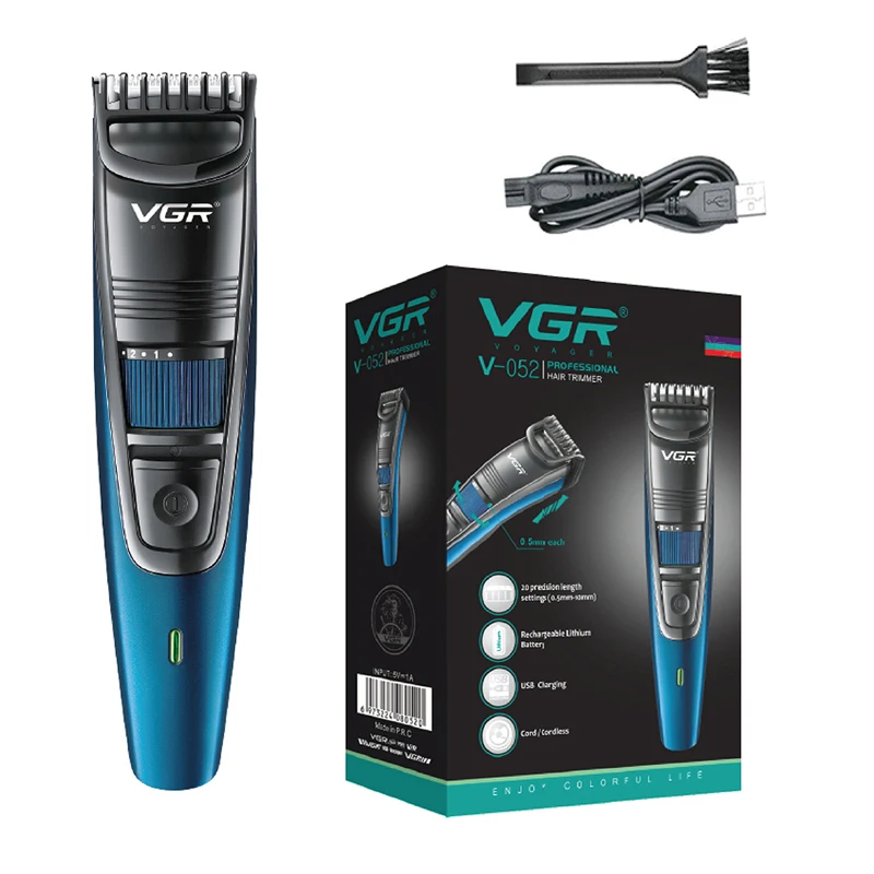 Regolabarba VGR Regolabile - 0.5-10mm Senza Fili - Batteria Litio Ricaricabile: Verde