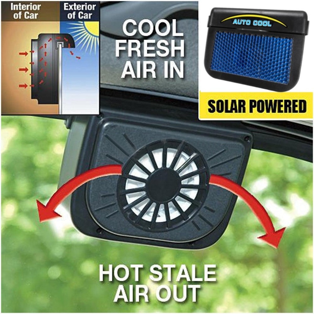 Évent d'air frais de voiture à énergie solaire | Avec dépouillement en caoutchouc, ventilateurs de Ventilation de voiture