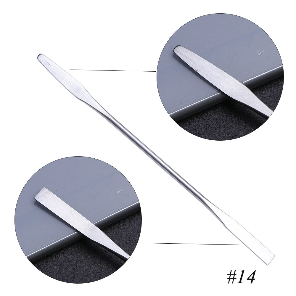7 Types Stainless Cuticle Pusher Nail Art Stirring Polish Powder Blend Spatulas Tone Rods Manicure Remover Makeup Tools: 14