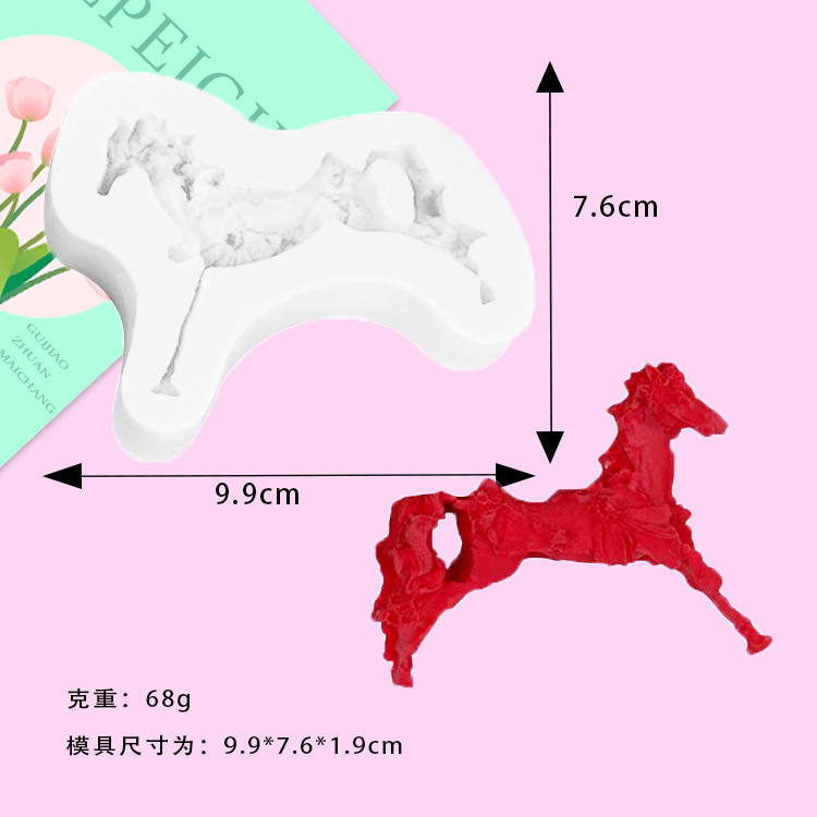 Mirosie-Moldes de silicona con alas de Pegaso, carrusel de caballo, pastel de unicornio, Fondant, Chocolate, bricolaje, molde de silicona para pastel, accesorios para hornear: Rojo