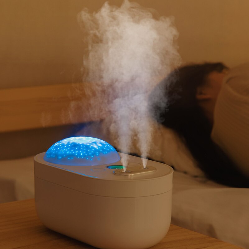 PTMJ-humidificador de aire de 1L, difusor de Aroma recargable con dos pulverizadores, proyección de luz nocturna, difusores de aceites esenciales, fabricante de vapor