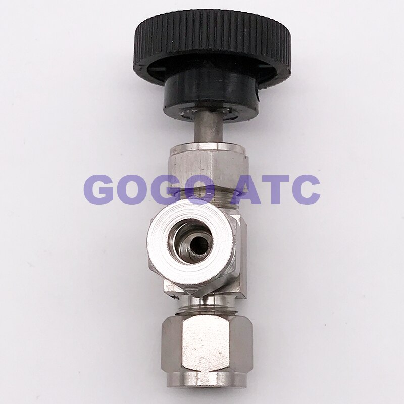 Adjustable Right angle needle 6 8 10 12mm 1/8 1/4 3/8 inch hard tube SS304 Flow Control shut off crane needle valve