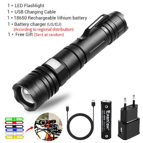 Portable Camping Lantern USB Charging by Rechargeable 18650 Battery Zoomable T6 L2 Flashlight Outdoor Camping Light Lamp in Tent: Package C / L2