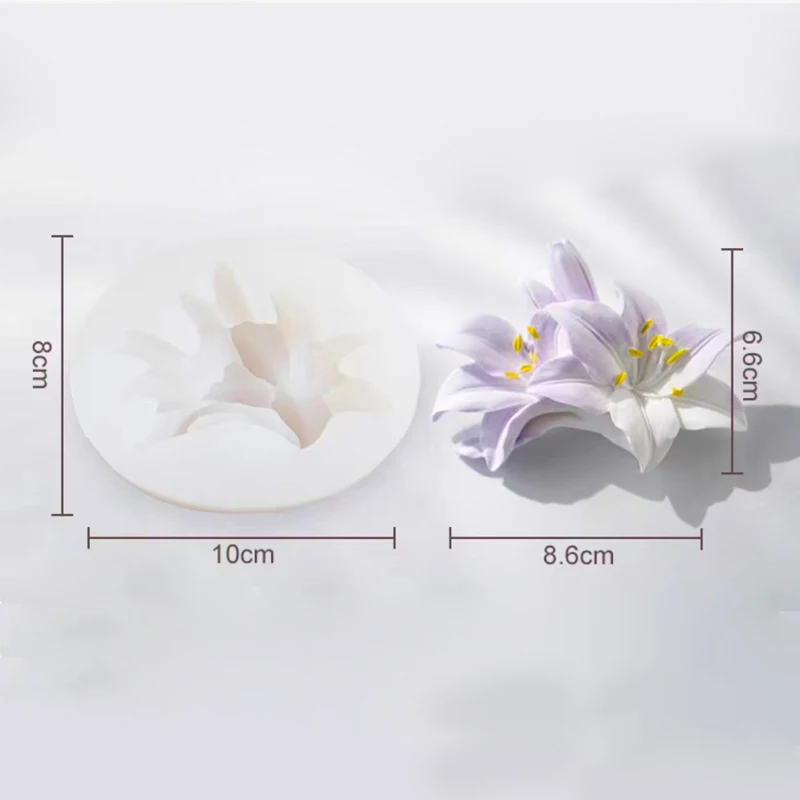 Lily Flower Silicone Mold DIY Handmade Car Fragrant Stone Aromatherapy Plaster Making Mould Fondant Decoration Candle Mold: Default Title