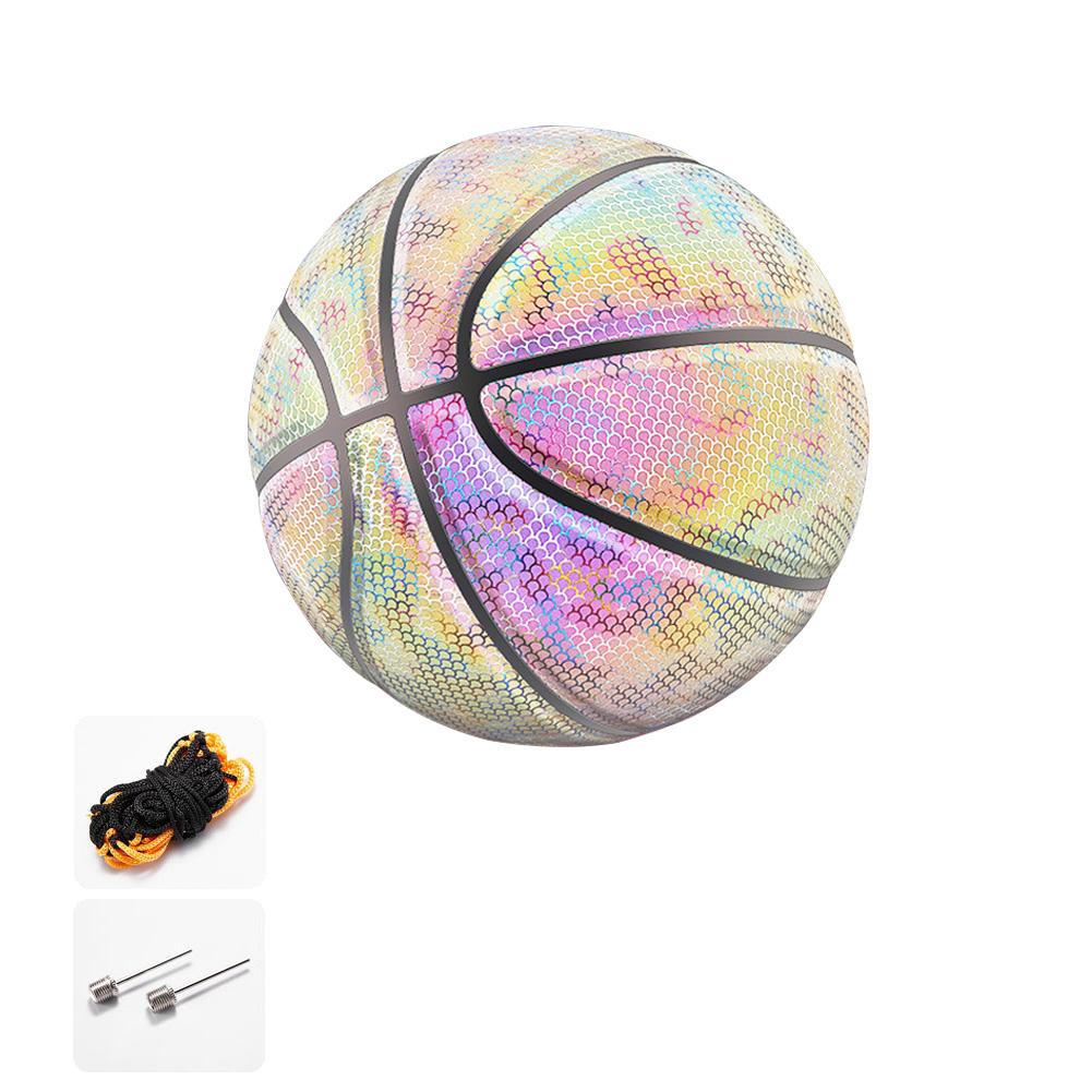 Illumina la palla da basket arcobaleno senza batteria PU Glow In The Dark basket (taglia 7) pallacanestro illuminata per uomo Teen Boy: B