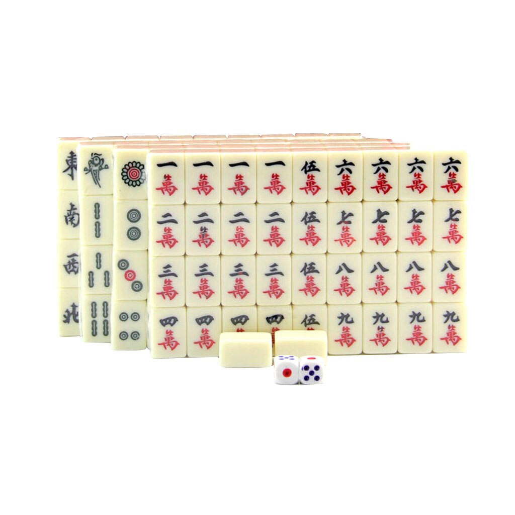 Protable Traditional Chinese Standard Mahjong Travel Game Set 144 Tiles White