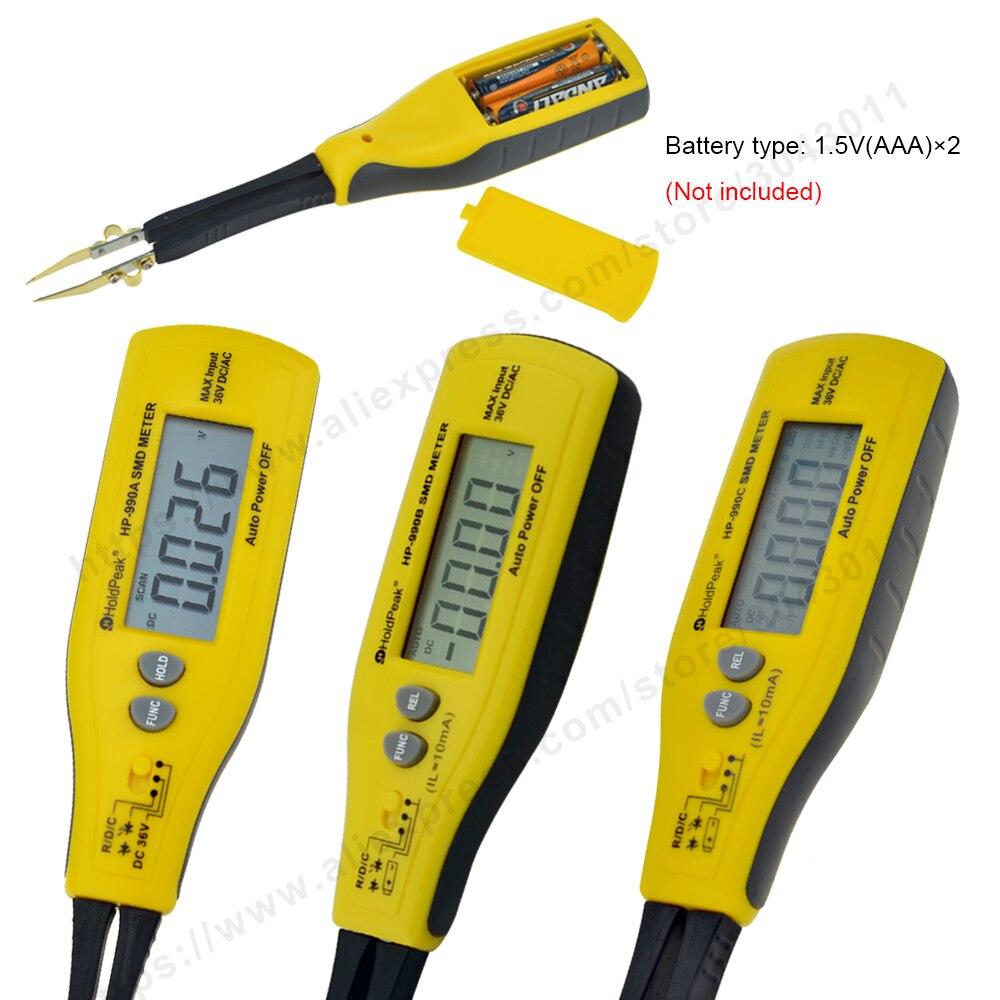 HoldPeak Digital Multimeter SMD Tester Resistance Capacitance Meters Diode Test SMT Component Tester HP-990A/B/C