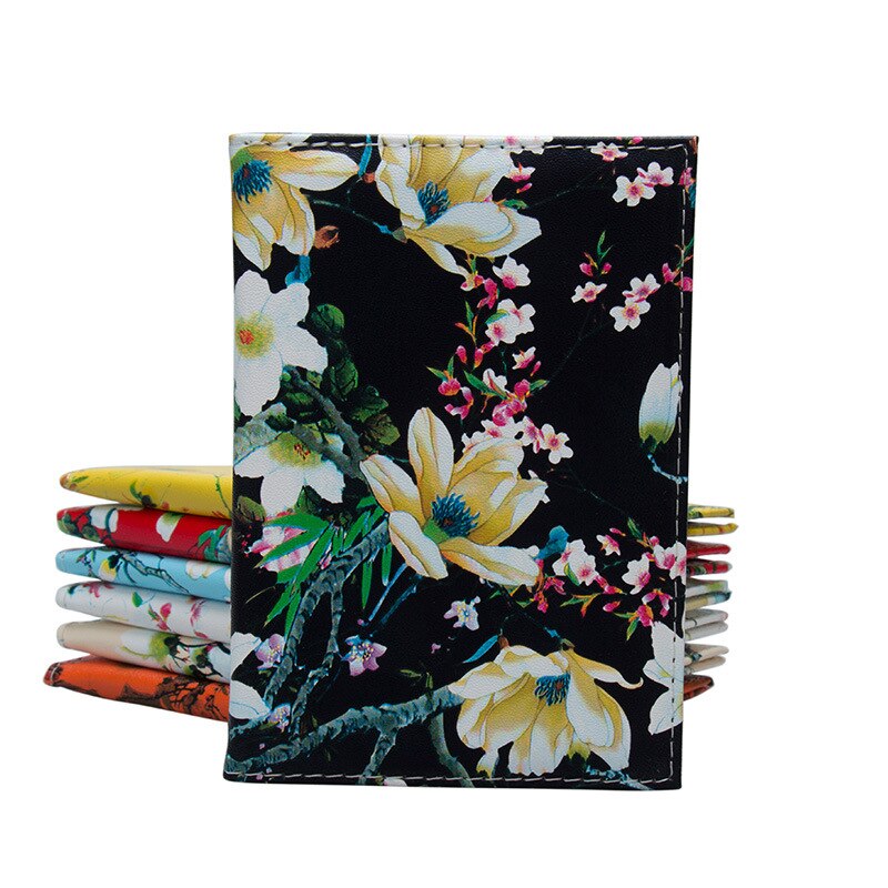 Zoukane Magnolia Pruim Boomtak Passport Cover Case Kaarthouder Reizen Accessoires Kleurrijke Paspoort Portemonnee ZSPC26: black