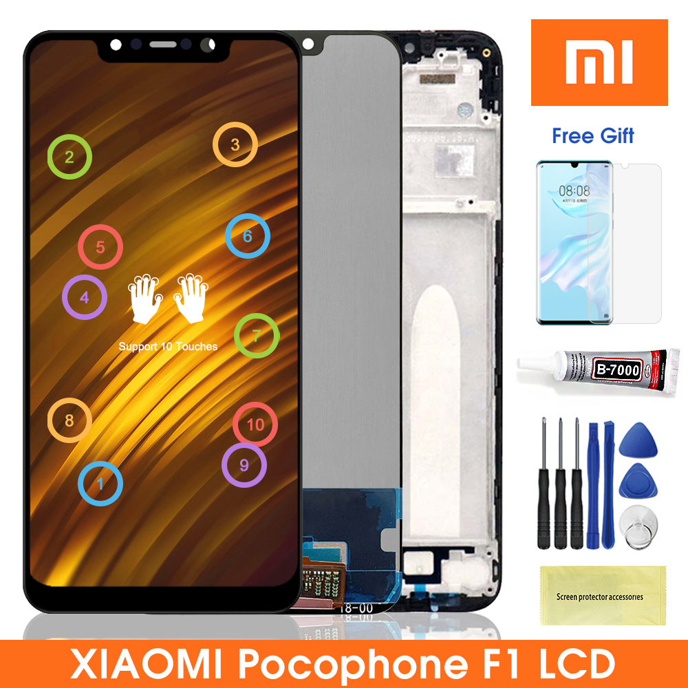 Originele Poco F1 Lcd Display Voor Xiaomi Pocophone F1 Lcd Touch Screen Digitizer Vergadering Voor Xiaomi PocophoneF1 PocoF1