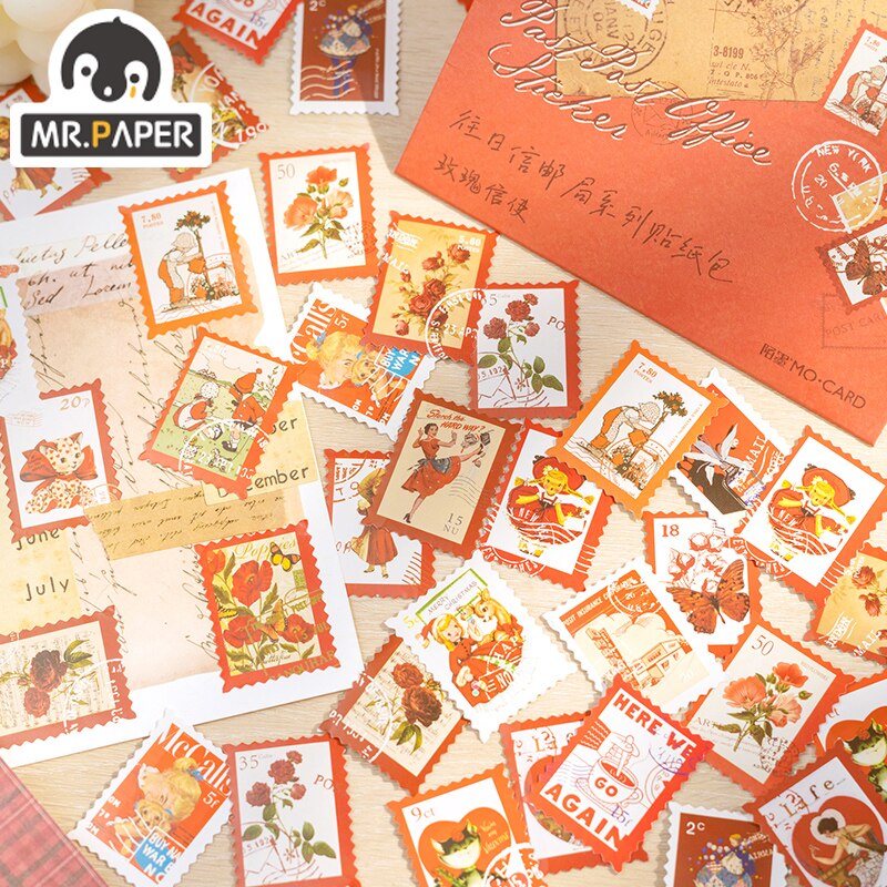 Mr.Paper 8 Coated Paper Sticker Pack Forgotten Post Office Series Decorative Paper Scrapbook Decorative Collage Sticker