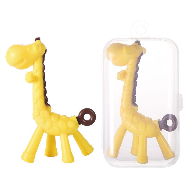 Baby Cartoon Tandjes Verpleging Zachte Siliconen Molaire Stok Tanden Fawn Molaire Staaf Giraffe Bite Bijtring Safty Baby Bijtring Fopspeen: Boxed yellow