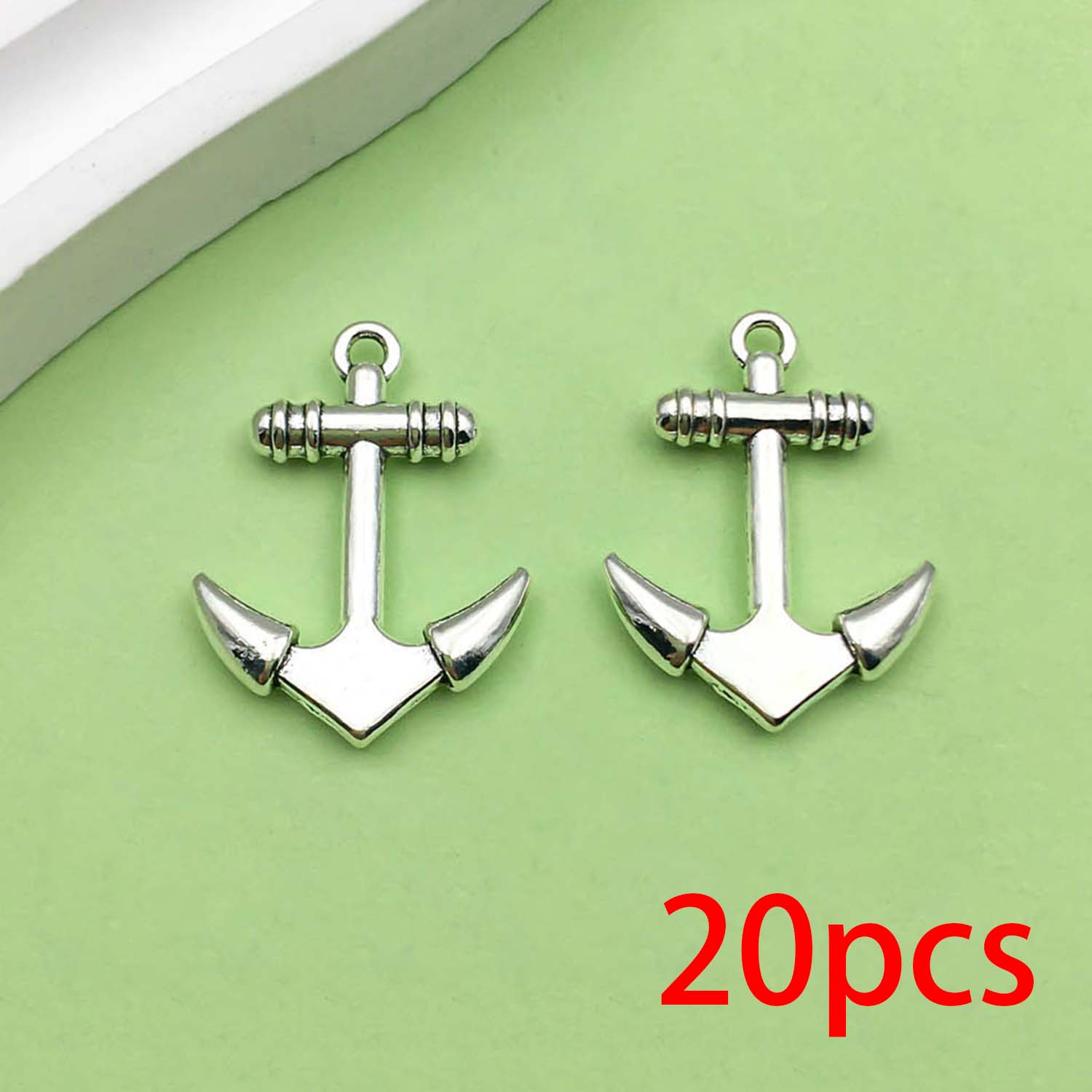 20 piezas colgantes de aleación de Metal con de ancla de barco Vintage plateado antiguo para pulsera DIY, collar, accesorios para hacer joyas: Plata antigua plateada