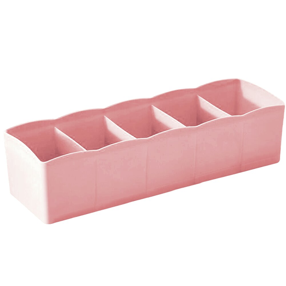 Storage Box 5 Grids Multi-function Storage Basket Wardrobe for Tie Bra Socks Underwear Plastic Container: Pink