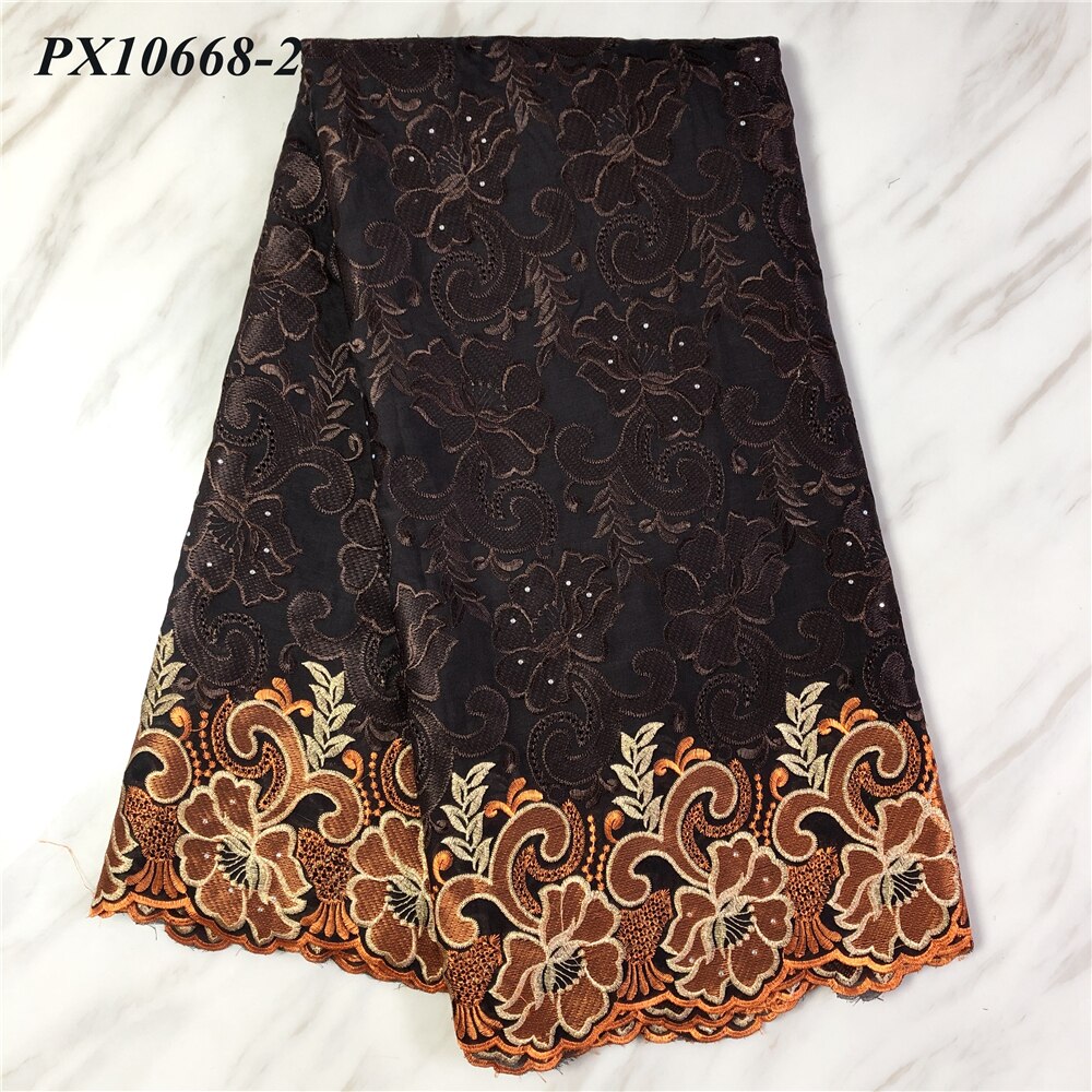 The latest good soft touch Yellow color voile cotton fabric 5 yards women evening dress lace